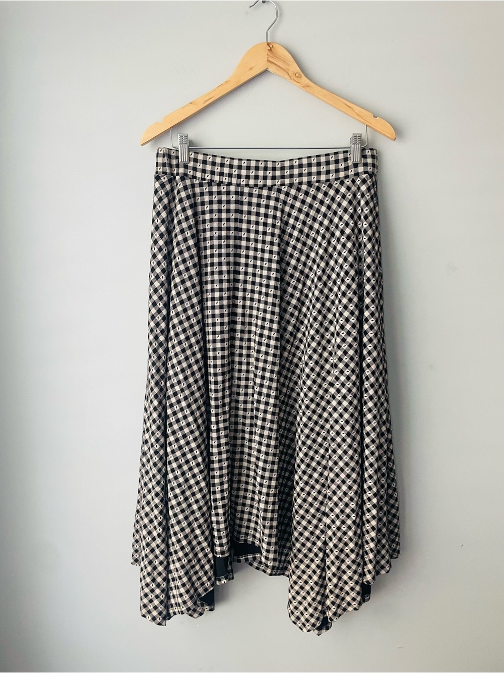 Saint + Sofia Black & White Gingham Midi Skirt